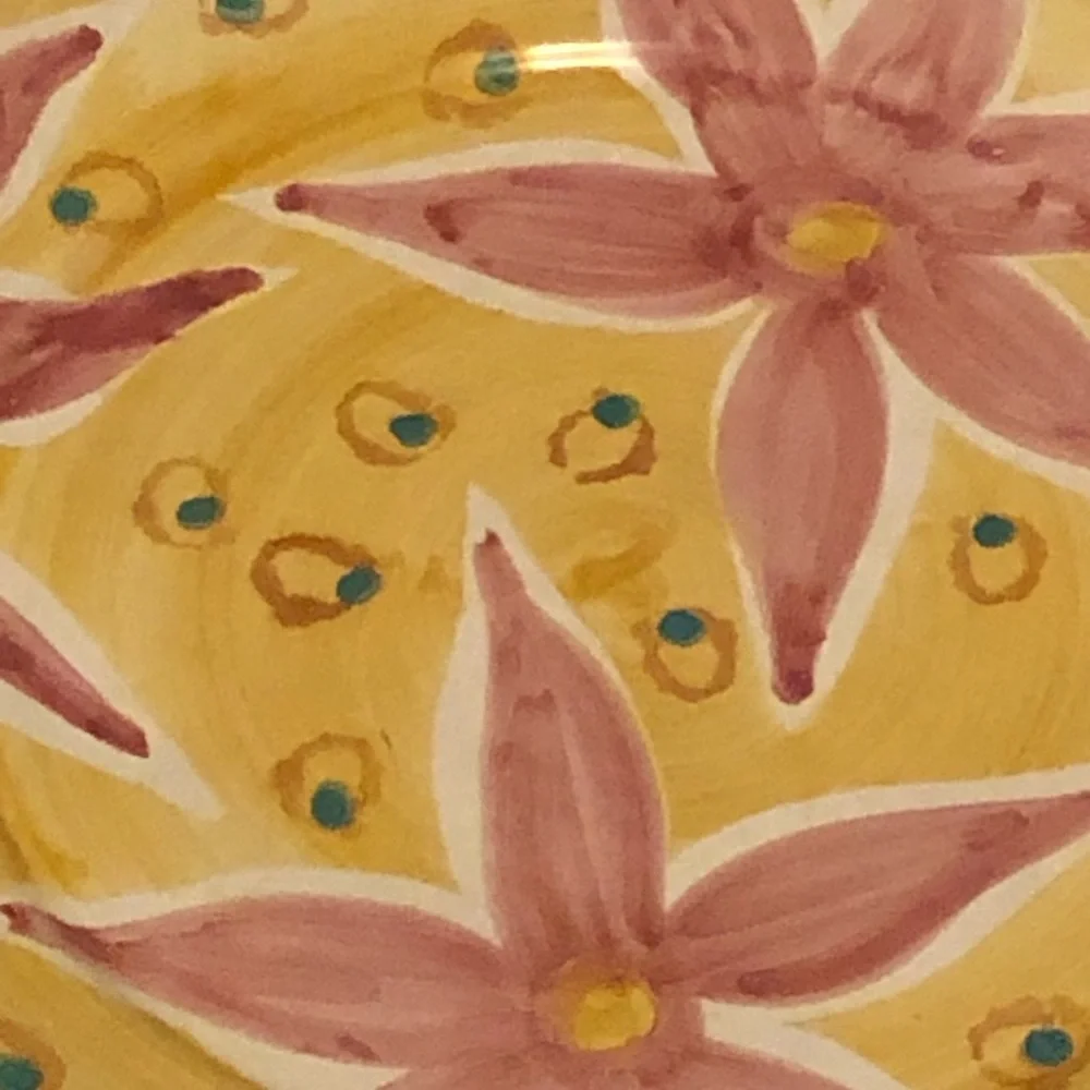 Pottery Barn Yellow and Pink Floral Dinner Plate